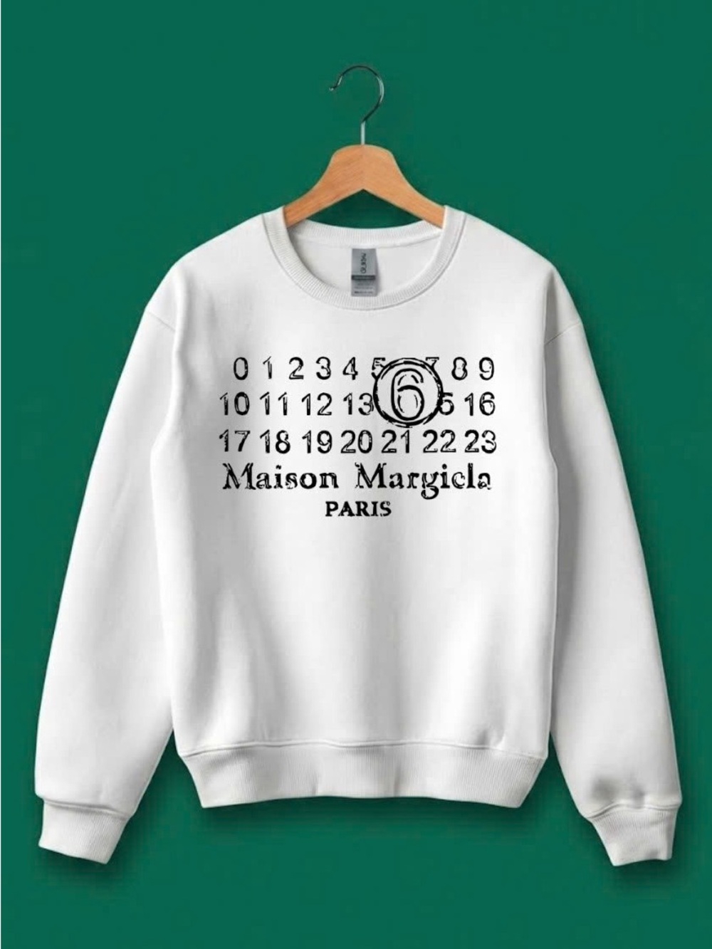 Maison Martin Margiela White Crewneck with Black Logo Numerals